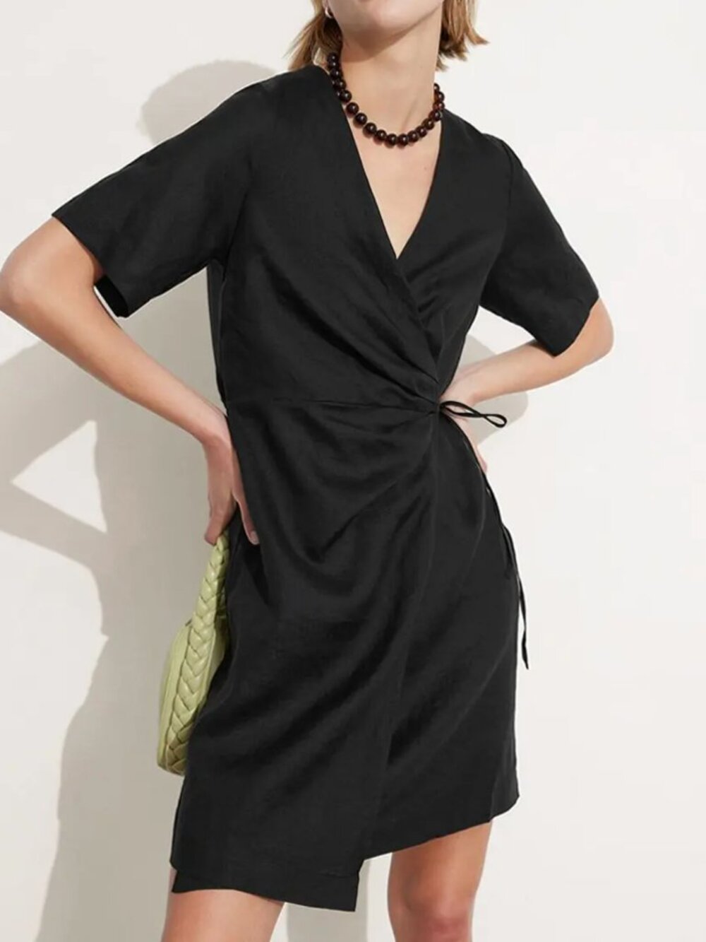 & Other Stories Black Wrap Mini Dress | XS
